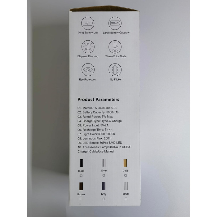 Світлодіодна настільна лампа Hapfish Акумуляторна батарея, 5000 мАг Симпатична настільна лампа Бездротова, з можливістю затемнення