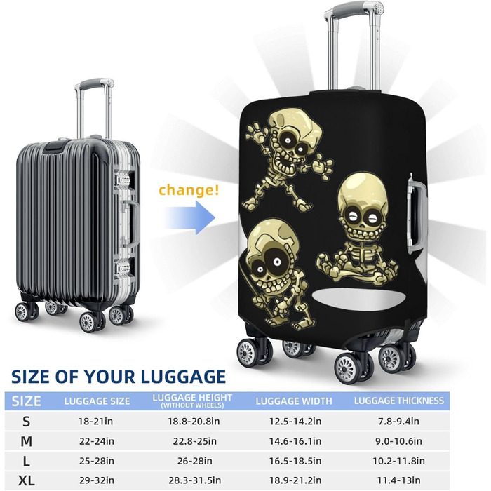 Чохол для валізи Totenkopf, міцний захист для багажу розміром 45.7-81.3 см, XL, чорний