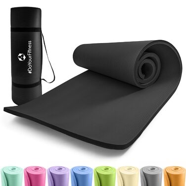 Нековзний килимок для фітнесу 183x61 см або XXL 190x100 см Товщина 0,8-2 см Килимок для вправ, щадний для суглобів Килимок для йоги Для початківців та досвідчених користувачів Підходить для використання в приміщенні/на вулиці 190 x 100 x 1 см, чорний