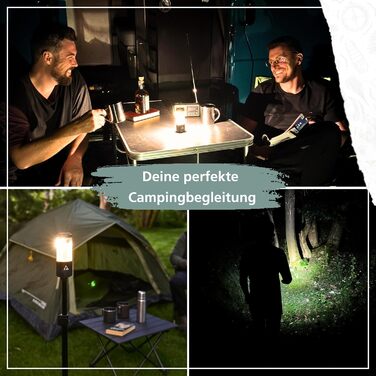 Світлодіодний ліхтар для кемпінгу, 450 люмен перезаряджається з акумулятором та зовнішнім акумулятором (4000 мАг), до 150 годин роботи, водонепроникний IP44, лампа для намету, ліхтар та ліхтарик, USB-C, вуличний ліхтар для кемпінгу та надзвичайних ситуаці