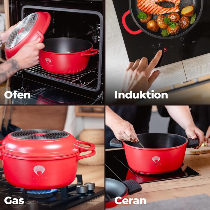 В1 лита алюмінієва сковорода з кришкою підходить для духовки запіканки та тушкування або як сковорода для індукції дуже легка та м