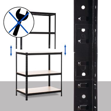 Стелаж CLP з робочим столом Полиці вантажопідйомністю до 175 кг кожна Металевий стелаж для зберігання, колір чорний