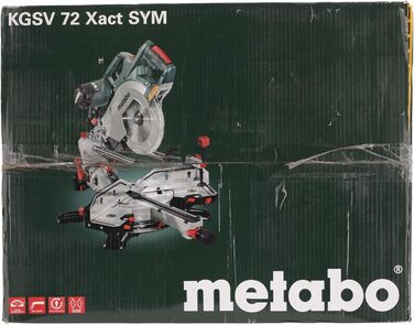 Поперечна пила Metabo KGSV 72 XACT SYM (з функцією протягування симетрично регульована система зупинки, 1500 Вт, вкл. лазер робоче світло, стіл обертається) 612216000