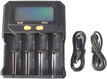 Універсальний зарядний пристрій для літій-іонних (Li-ion) та нікель-металгідридних (Ni-MH) акумуляторів - функція тестування акумулятора - РК-дисплей, USB-кабель - додатково батарейки (вкл. 4 шт. AA/Mignon)