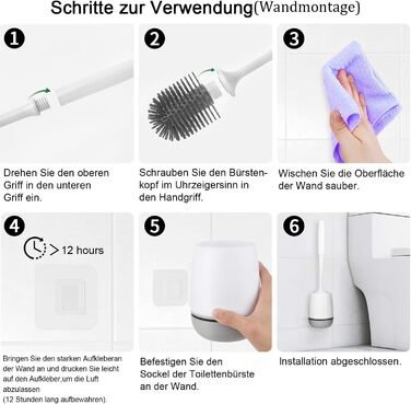 Щітка для туалету силіконова, щітка для туалету з тримачем настінна та стояча силіконова зі швидковисихаючим тримачем для ванної к