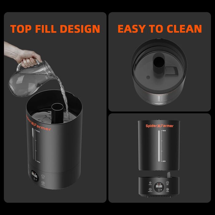 Зволожувач повітря 6 л з верхнім заповненням прохолодного туману Зволожувачі повітря для рослин намет для вирощування, 2024 Spider