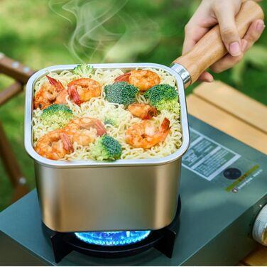 Набір посуду з нержавіючої сталі для кемпінгу, багатофункціональний, для смаження, приготування їжі на свіжому повітрі та портативного спорядження для кемпінгу, походів, нержавіюча кемпінгова плита