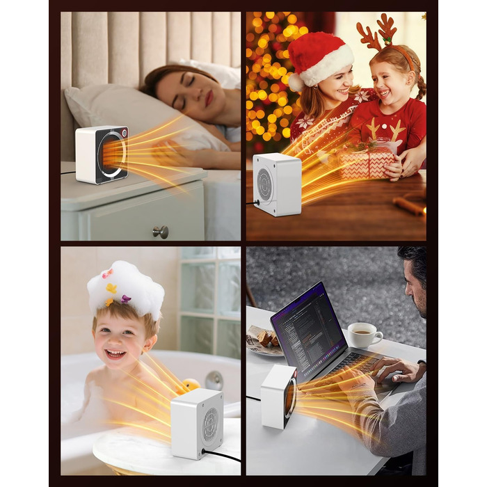 Компактний портативний вентилятор-обігрівач для ванної кімнати потужністю 500 Вт, електричний обігрівач з керамічною технологією PTC, захистом від перегріву та перекидання, тихий та портативний, сучасний дизайн для офісу/робочого столу.