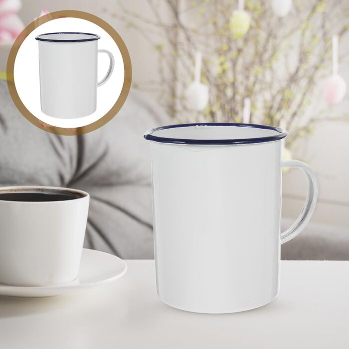 Емальований мірний стаканчик Garneck Vintage Water Cup Camping Cup із сільським дизайном для кави, чаю та гарячих напоїв, безпечний для миття в посудомийній машині та довговічний