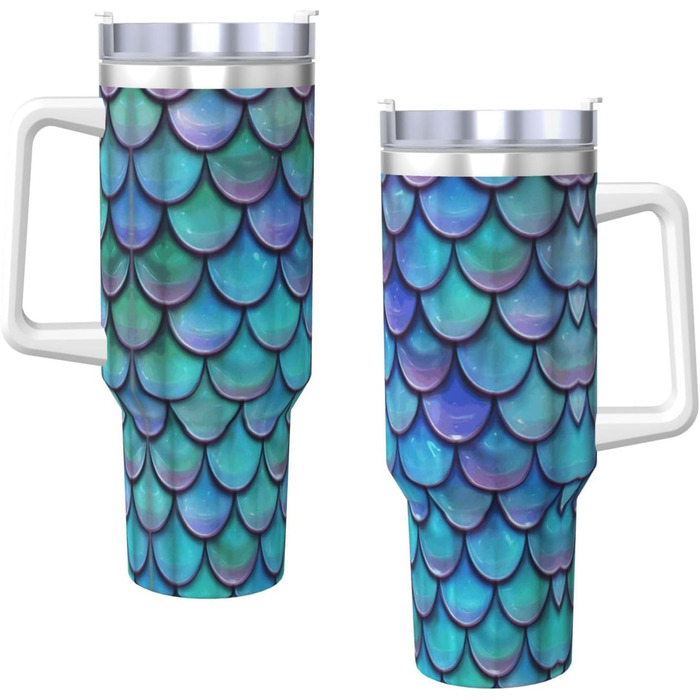 Велика кружка з ручкою для щоденного використання, кружка Eisbully, гаряча/холодна, пляшка для дорожньої кави, дизайн русалки, бірюзовий колір