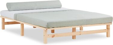 Ліжко з дерев&39яних піддонів Homestyle4u 140x200 з рейковою основою, каркас ліжка з натурального дерева, каркас ліжка, масив сосни, необроблений, 140 x 200 см, натуральний колір