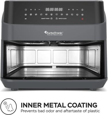 Гаряча аерофритюрниця XXL Подвійна фритюрниця 1600 Вт / 9 л (2 шт. 4.5 л камера) 10 програм Цифрова фритюрниця без жирного масла Подвійна аерофритюрниця Фритюрниця Power Grey