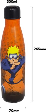 Термос багаторазового використання Naruto, Naruto Shippuden Зберігає напої гарячими або холодними протягом 12 годин для спорту, подорожей, щоденного використання, 500 мл Без BPA Офіційно ліцензований продукт