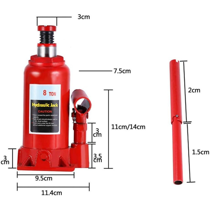 Домкрат 8T, портативний гідравлічний пляшковий домкрат, гідравлічний домкрат для автомобільних вантажівок-караванних тягачів