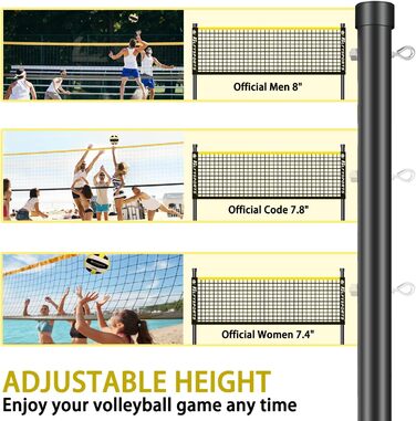 Професійний портативний комплект волейбольної сітки LFYSPORTS (з регульованою висотою, маркерами рахунків, м'ячем та граничними лініями), для пляжу та заднього двору