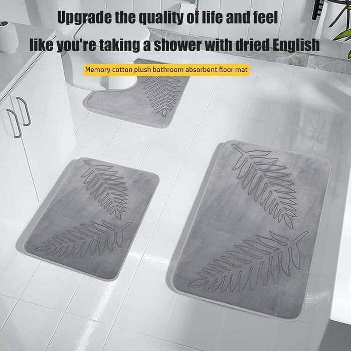 Комплект килимків для ванної кімнати, 3 предмети нековзний килимок для душу, м&39який абсорбуючий килимок для душу, килимок для ванни 40x60 см, килимок для туалету 40x50 см, маленький килимок для ванни 50x80 см (зелений)
