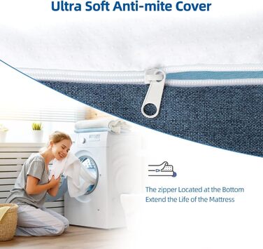 Матрац wowttrelax 140x200 двосторонній матрац жорсткість H3/H4 висота 20 см, матраци з точково-еластичним дихаючим 7-зонним холодним пінополіуретаном - 60 ночей пробного сну - H3/H4 двосторонній 140x200x20 см