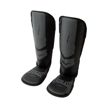 Щитки для гомілок Everlast Prospect Youth, двосекційні, амортизують, захищають стопу та гомілку, допомагають рухатися, дитячі, для кікбоксингу, муай-тай - Everlast ЧОРНИЙ/СІРИЙ L-XL