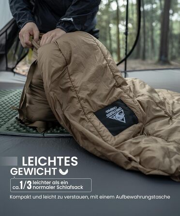 Спальний мішок OneTigris 200 x 85 см, ковдра на 3 сезони, спальний мішок UL 1.0 кг для кемпінгу, походів, активного відпочинку на свіжому повітрі, OD зелений