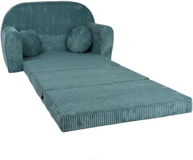 Дитячий диван, Складаний, М&39який - Ігровий диван з розкладкою 96x57x48 см - Дитячий диван з функцією сну - М&39який розкладний диван, сертифікований Oeko-TEX, вкл. 2 подушки, Бірюзовий