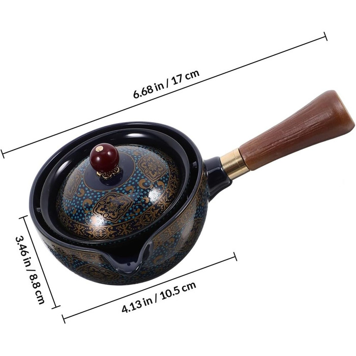 Китайський чайний сервіз з кераміки чайник та 4 чашки, блакитний, легкий у догляді та зручний у використанні для дому, в китайському стилі