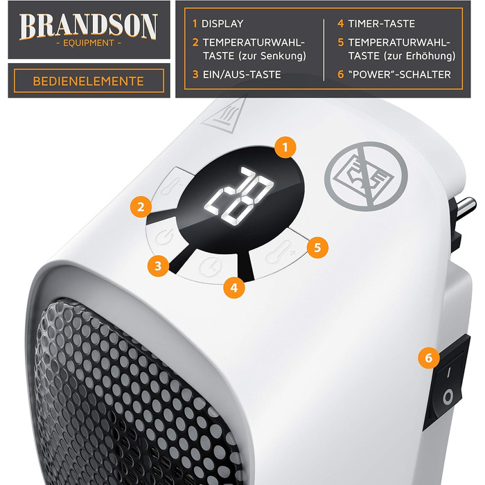 Енергозберігаючий, тихий вентилятор-обігрівач - підключається до мережі - керамічний нагрівальний елемент з термостатом - захист від перегріву - невеликий підключається до мережі вентилятор-обігрівач/променевий обігрівач - для ванної кімнати, спальні, офі