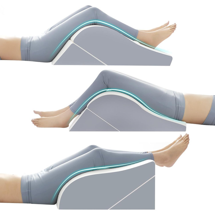 Клиноподібні подушки для ніг для сну, клиноподібні подушки для ніг після операції з ендопротезування коліна, клиноподібні подушки для ніг для підняття, щоб зменшити набряк та покращити кровообіг, регульована висота 3-в-1 пінопластова подушка-клин, білий к