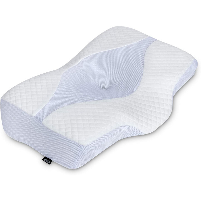 Ортопедична подушка для шиї HOMCA, ергономічна подушка з піни з ефектом пам&39яті, ортопедична подушка для підтримки шиї та шийного відділу хребта, біла, 61 x 41 x 9 см/11 см