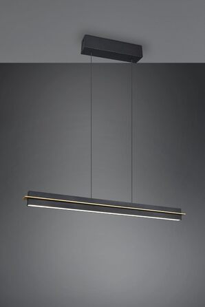 Стеля LED-підвіс Trio Leuchten Emerson 346710180, матовий чорний/золотий метал, 22 Вт LED, регульована висота, плавне налаштування кольору світла, 4-позиційний сенсор