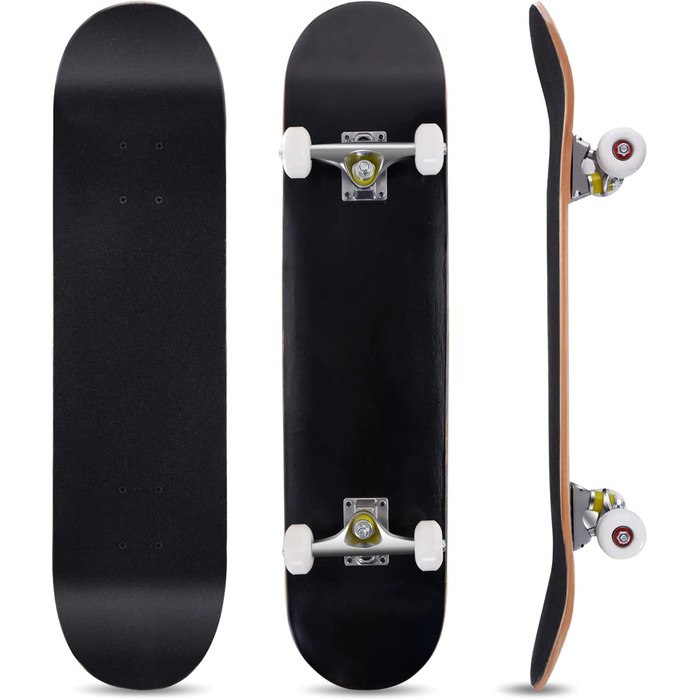 Скейтборд COSTWAY Cruiser Black 80x20 см повний круїзер для початківців ABEC-7 7-шаровий канадський клен чорний лонгборд-скейт для дітей дорослих трюків універсальний стріт парк оригінал 2025