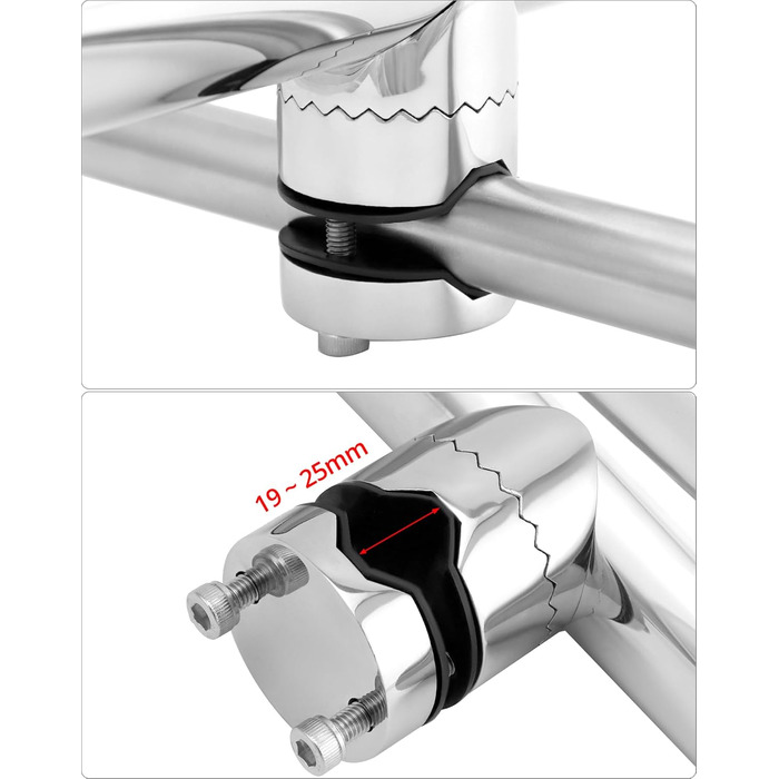 Тримачі для вудок QWORK, 2 шт., поворотні на 360 - нержавіюча сталь 304 - кріпляться до рейок 1925 мм - для риболовлі на човнах та яхтах