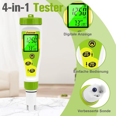 Та EC Meter Grow, PPM та pH-метр для водної гідропоніки Поживні речовини, вимірювання pH, PPM, провідності, температури, DWC, цифровий тестер pH та EC PPM води для басейну 4 В 1