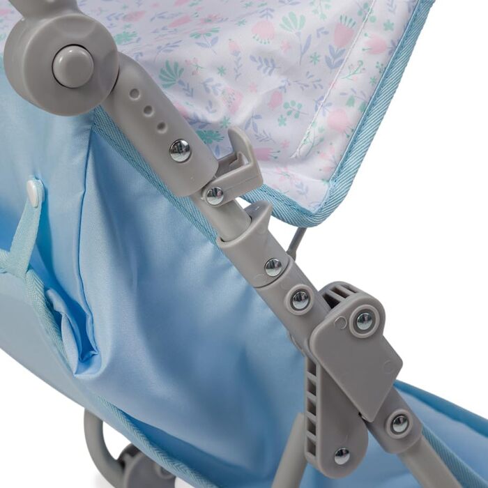 Складна коляска, для ляльок до 45 см, ідеально підходить для ігор та прогулянок, синя з квітковим орнаментом, розроблена Berenguer