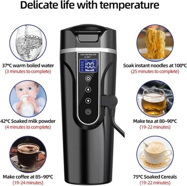 Чайник з підігрівом для автомобіля, міні-чайник для подорожей 12 В, прикурювач, електричний чайник з нержавіючої сталі 304, колба-