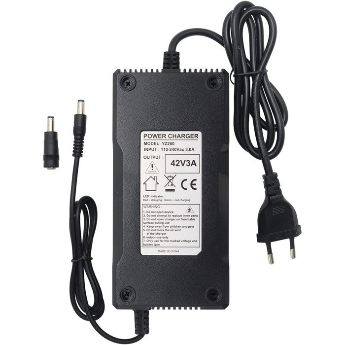 Зарядний кабель для акумуляторів 36 В, 42 В, 3 А, круглий роз&39єм 5,5 мм x 2,1 мм зі штекером 5,5 мм x 2,5 мм. ПРИЗНАЧЕННЯ для заряджання акумуляторів для електровелосипедів, електричних велосипедів, педелеків та електричних велосипедів. ACK4201 C060L100