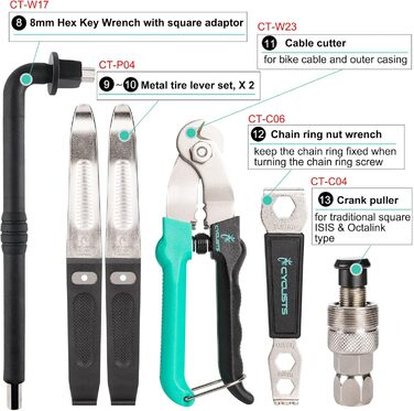 Набір велосипедних інструментів із 27 предметів для ремонту гірських/шосейних велосипедів з футляром для зберігання