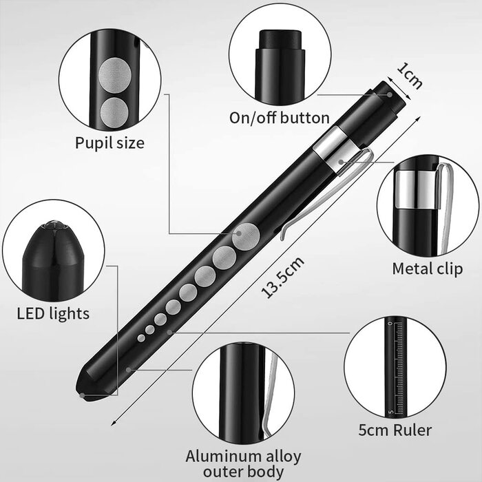 Багаторазова діагностична світлодіодна ручка Lamp Light Light Pen with Pocket Clip for Students, 3-Piects)