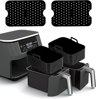 Силіконова форма для двозонної фритюрниці Ninja Foodi Max AF400EU AF300EU, багаторазова 2 шт. силіконовий килимок для випічки Аксесуари для фритюрниці замість паперу для випічки у фритюрниці, 2 шт.
