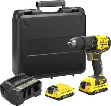 Двошвидкісний акумуляторний дриль-шуруповерт Stanley FatMax 18 В SFMCD710D2K (2,0 Ач, макс. крутний момент 60 Нм, безщітковий двиг