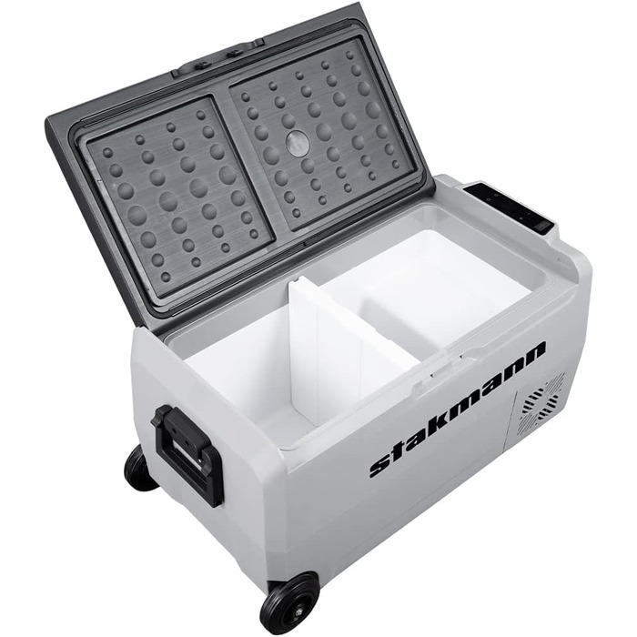 Портативний холодильник STAKMANN з компресором 12 В 220 В, холодильна камера з 2 відділеннями, колесами та бічними ручками, AC-DC