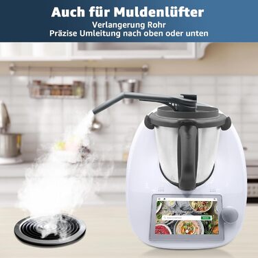 Паровий дивертор для Thermomix TM6 MCC, для аксесуарів Thermomix Силіконовий конденсатовідвідник, захист навісних шаф Сумісний з Monsieur Cuisine Smart Extra Long Відведення пари зі щіткою Версія Extra Long (труби 15 см 10 см)