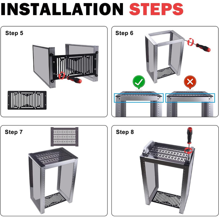 Дюймова серверна стійка, міні-стійка глибиною 200 мм з полицею та заглушкою, для NAS, AV та мережевого обладнання (сріблястий), 1, 8U 10-