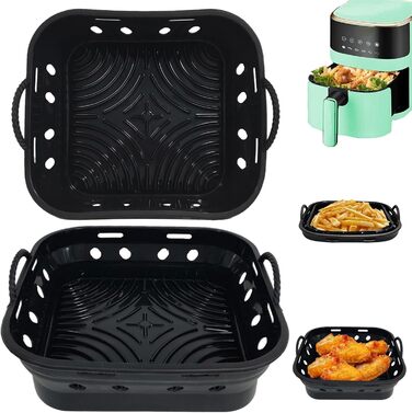 Мм потовщена силіконова форма для фритюрниці 5-7,5 л, силіконова форма для випічки фритюрниці 21,6 см, багаторазові аксесуари Силіконовий килимок Підводка для горщиків сумісна з Cosori, Tower, Air Fryer 21,6 см, 2 шт., 5