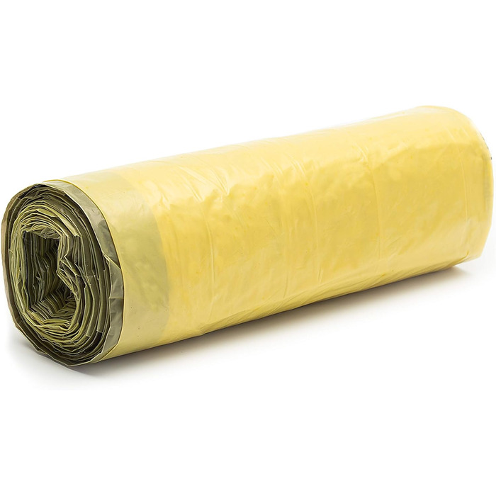 Надзвичайно міцні жовті пакети - пакет для переробки зі шнурком, 90 літрів, товщина матеріалу 22 мкм - жовтий пакет (10 рулонів)