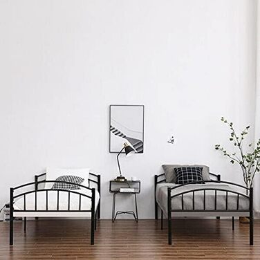 Сучасне, міцне двоярусне ліжко, чорне, 2 x 91 см, одноярусне металеве ліжко, для дітей, близнюків, меблі для спальні