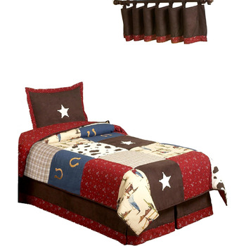 Дитяча постільна білизна Дикий Захід Ковбой Вестерн, комплект з 4-х предметів, стандартний двоспальний розмір шоколадно-коричневий