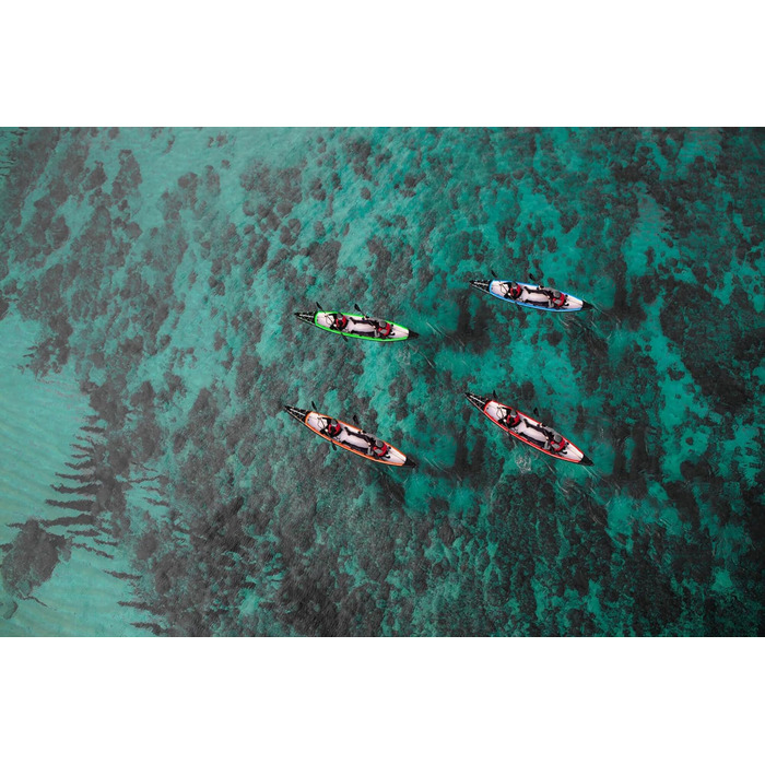 Ексклюзивний помаранчевий набір для каяків SKINHAWK 480 - Надувний човен - Каное - 480 x 96 см - 3-місний каяк. Набір для каяків Skinhawk 480 з алюмінієвим веслом