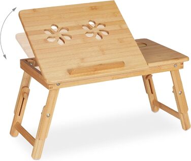 Бамбуковий стіл для ноутбука Relaxdays з охолодженням