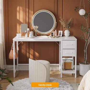 Письмовий стіл CubiCubi з 2 шухлядами та гачком для навушників, 1205075 см. Невеликий комп&39ютерний стіл, офісний стіл, для кабінету, спальні, металевий каркас, білий. 120 x 50 см Білий біла ручка