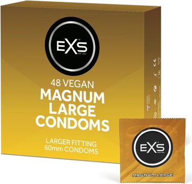 Презервативи Magnum З натуральним латексом та силіконовою лубрикантою Великий розмір Веганський Упаковка з 48 шт. (48 шт. в упаковці)
